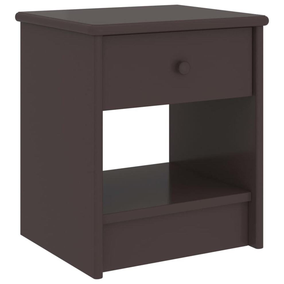 vidaXL Solid Pinewood Bedside Cabinet Dark Brown 40 cm Wooden Side End Table