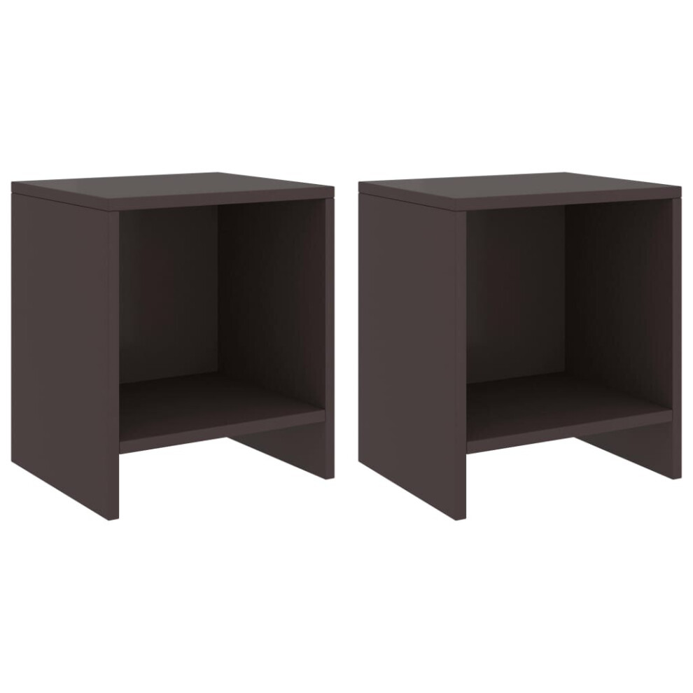 vidaXL 2x Solid Pinewood Bedside Cabinets Dark Brown 40 cm Wooden Side Table