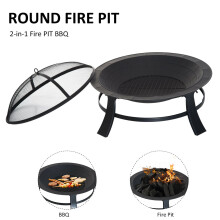 Metal 79X79 Portable Fire Pit Round Black Camping Barbecue , Best