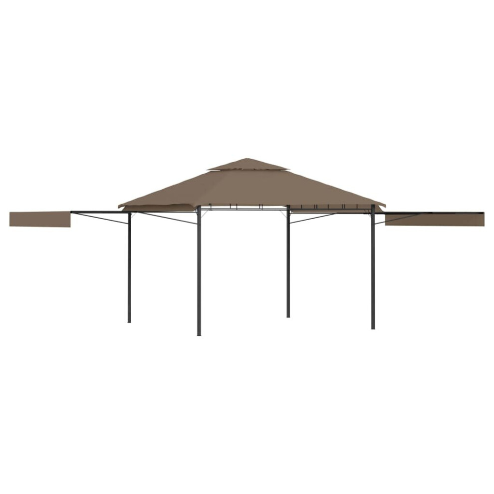 vidaXL Gazebo with Double Extending Roofs Taupe 180g/mÂ² Garden Canopy Shelter