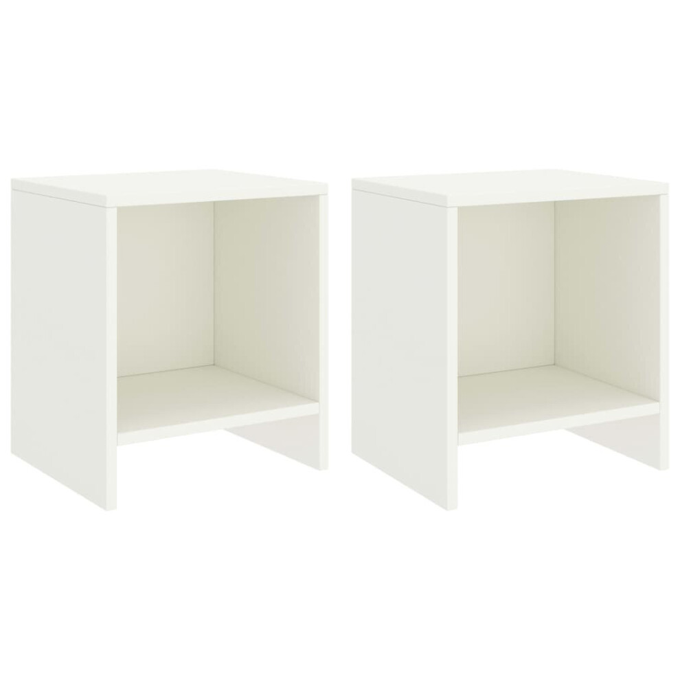 vidaXL 2x Solid Pinewood Bedside Cabinets White 40 cm Wooden Side End Table