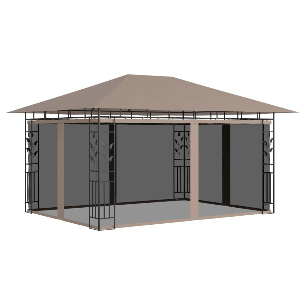 Vidaxl Gazebo With Mosquito Net 4X3x2.73 M Taupe 180 G/M² Patio Canopy Shelter