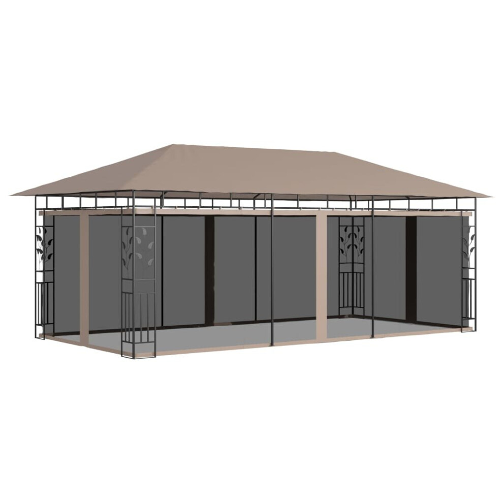 vidaXL Gazebo with Mosquito Net 6x3x2.73 m Taupe 180 g/m² Patio Canopy Shelter