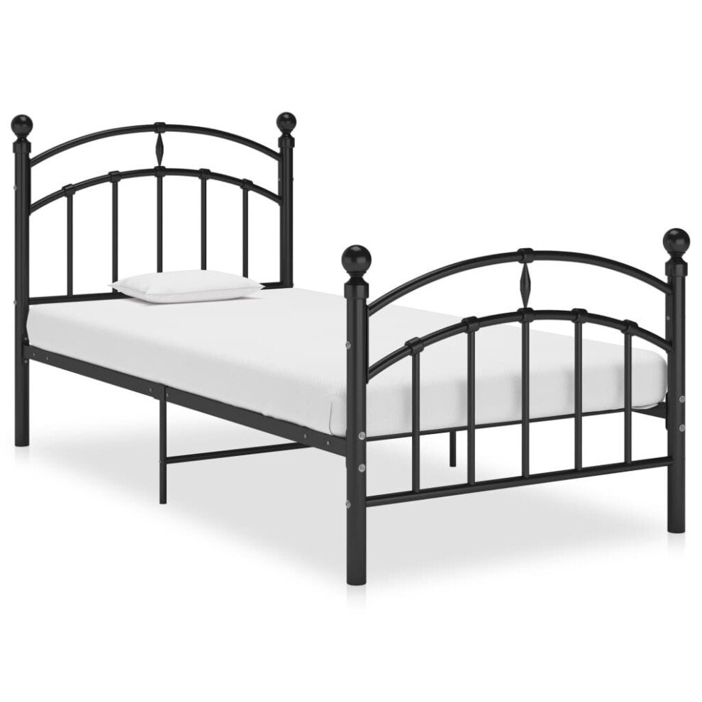 vidaXL Bed Frame Black Metal 90x200 cm Bedroom Adults Kids Bed Base Bedstead