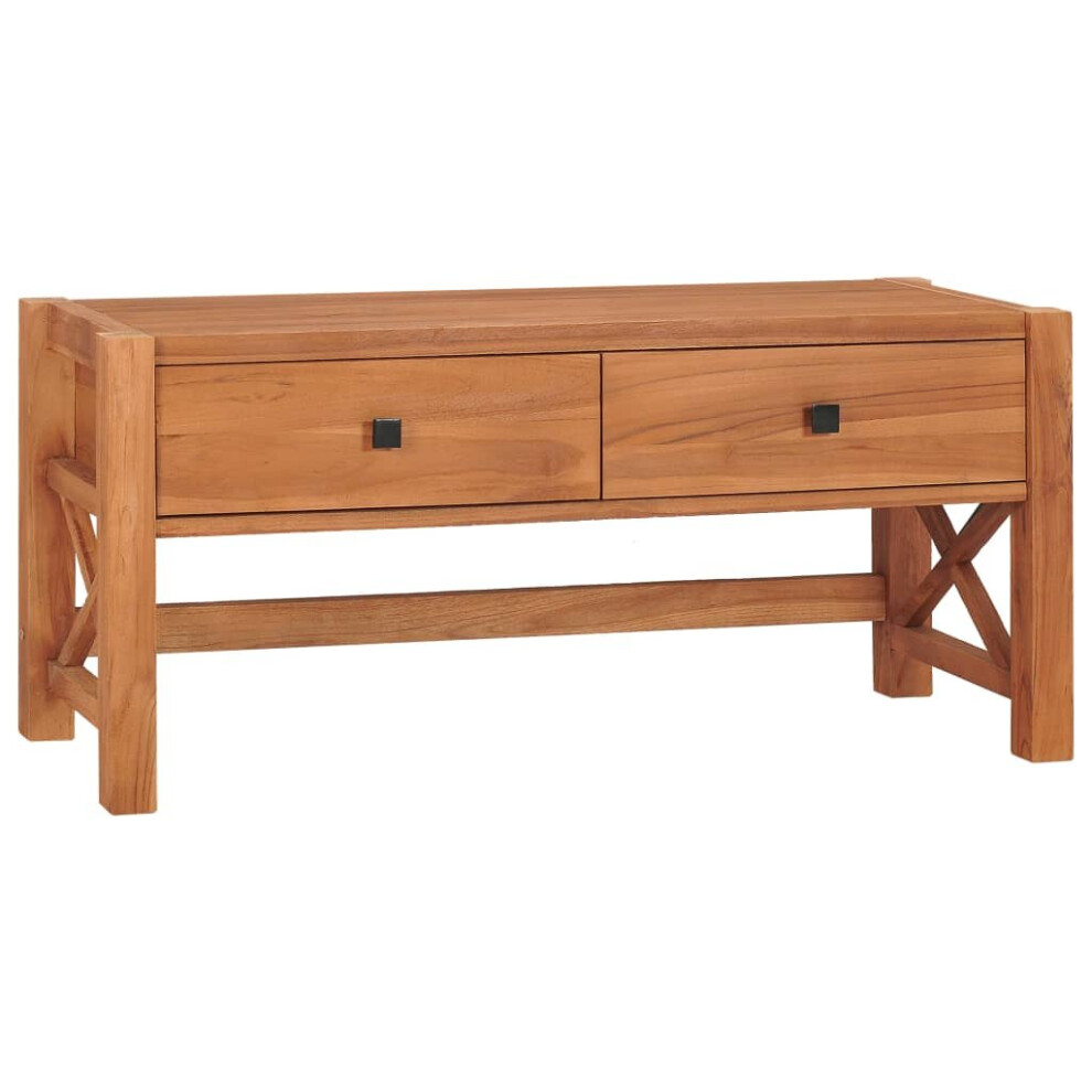 Vidaxl Desk With 2 Drawers 100X40x45 Cm Recycled Teak Wood Work Console Table