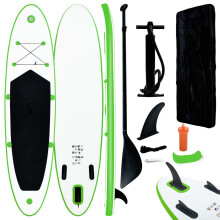 vidaXL Inflatable Stand Up Paddle Board Set SUP Surfboard Green and White