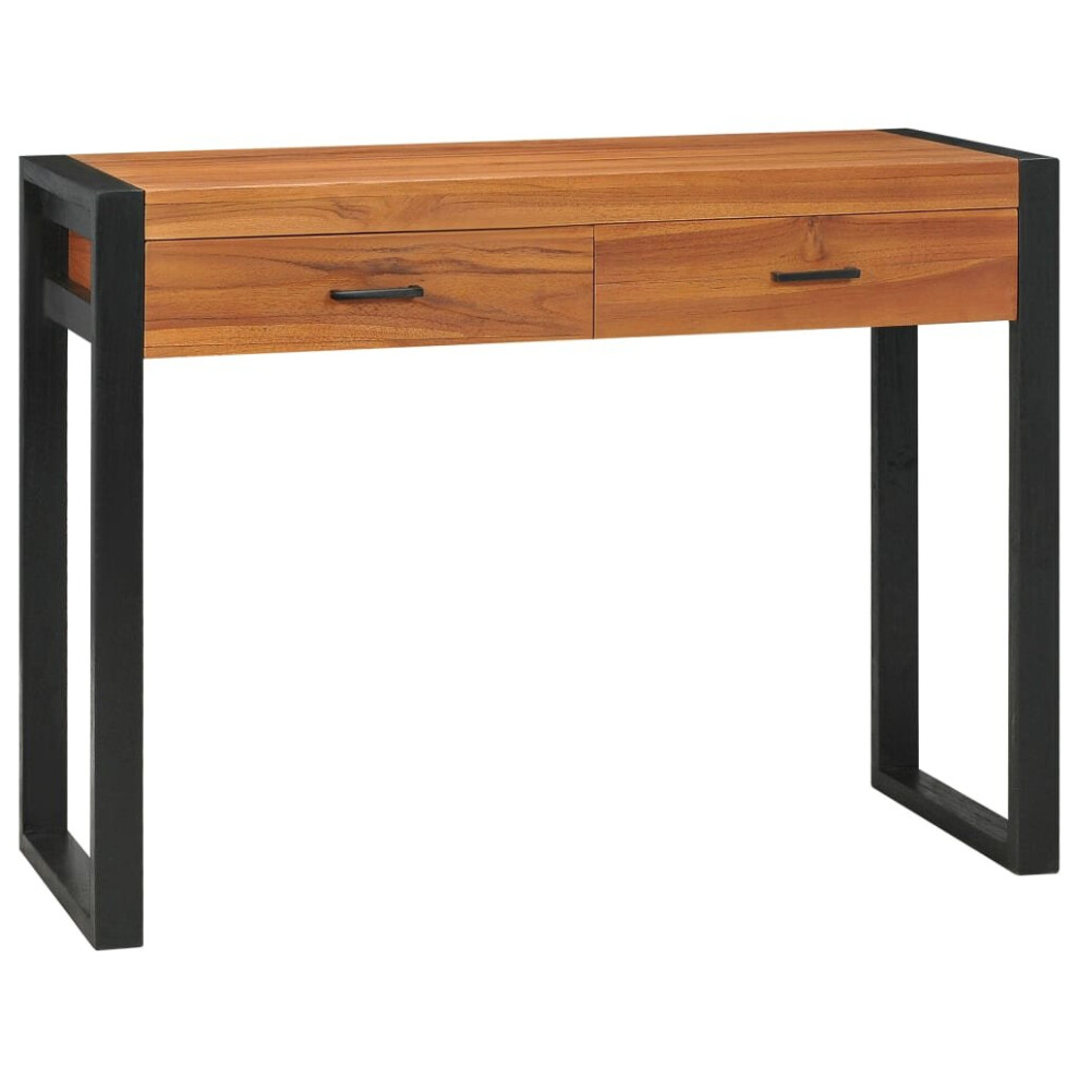 Vidaxl Desk With 2 Drawers 100X40x75 Cm Recycled Teak Wood Work Console Table