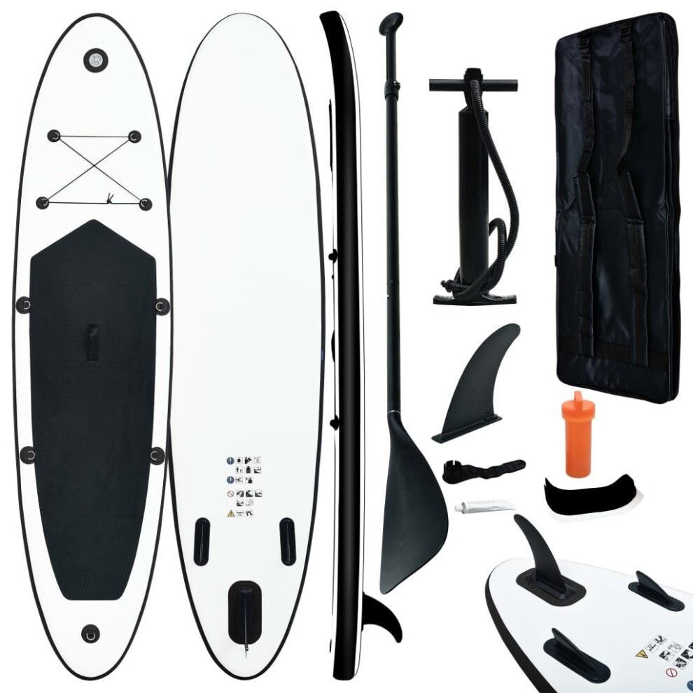 vidaXL Inflatable Stand Up Paddleboard Set Black and White SUP Board Set Sport