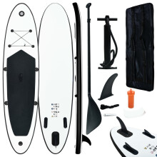 vidaXL Inflatable Stand Up Paddle Board Set SUP Surfboard Black and White