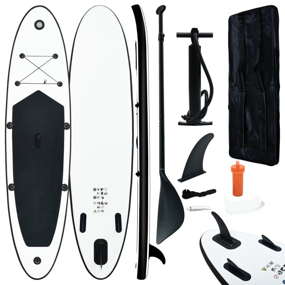 vidaXL Inflatable Stand Up Paddle Board Set Black and White Sporting SUP Board