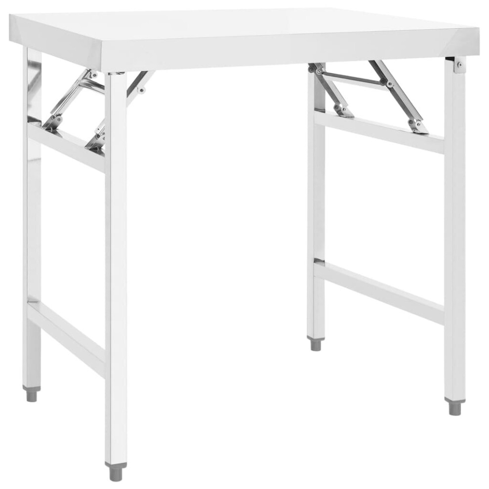vidaXL Kitchen Folding Work Table 85x60x80 cm Stainless Steel Catering Bench