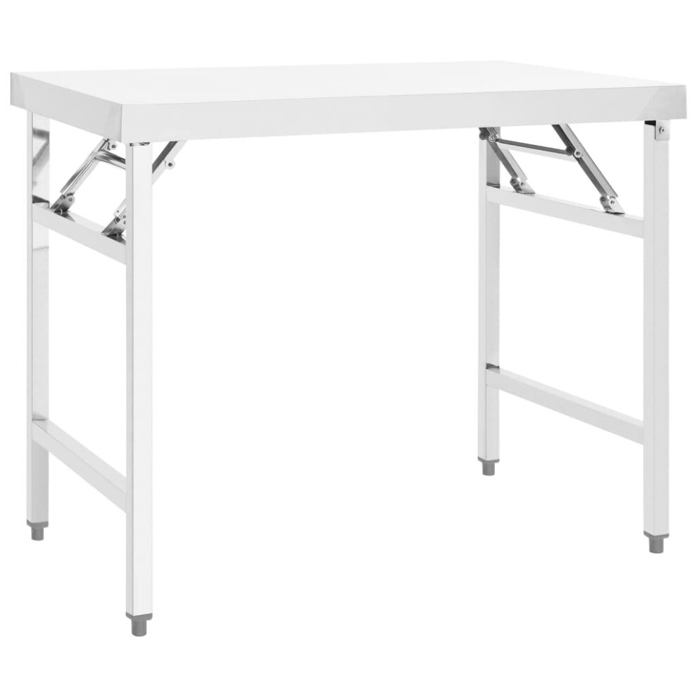 vidaXL Kitchen Folding Work Table 100x60x80 cm Stainless Steel Catering Bench