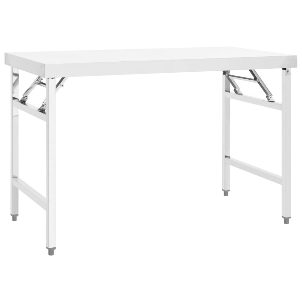 vidaXL Kitchen Folding Work Table 120x60x80 cm Stainless Steel Catering Bench