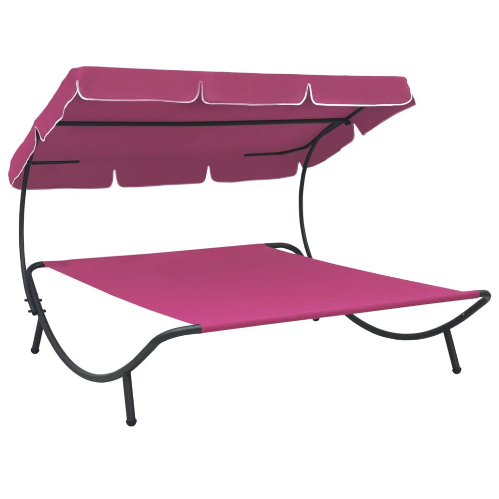 vidaXL Outdoor Lounge Bed with Canopy Pink Chaise Lounge Patio Home Garden Bed