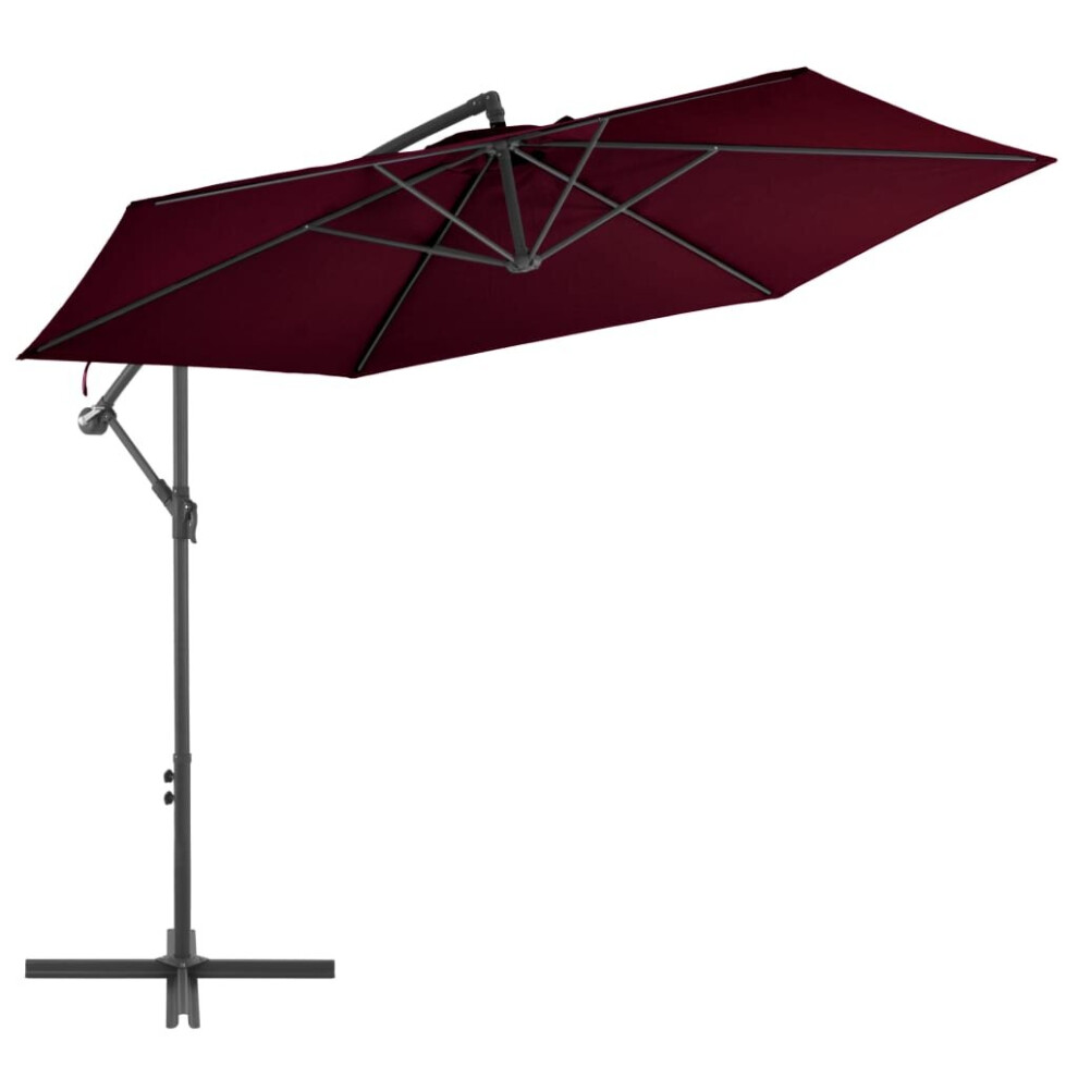 vidaXL Cantilever Umbrella with Aluminium Pole Bordeaux Red 300 cm Outdoor