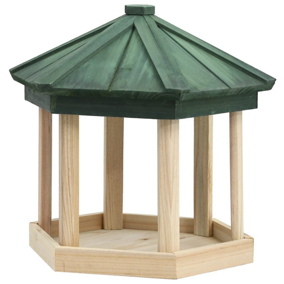 Vidaxl Solid Firwood Bird Feeder Octagon Peanut Feeding Station Garden Outdoor