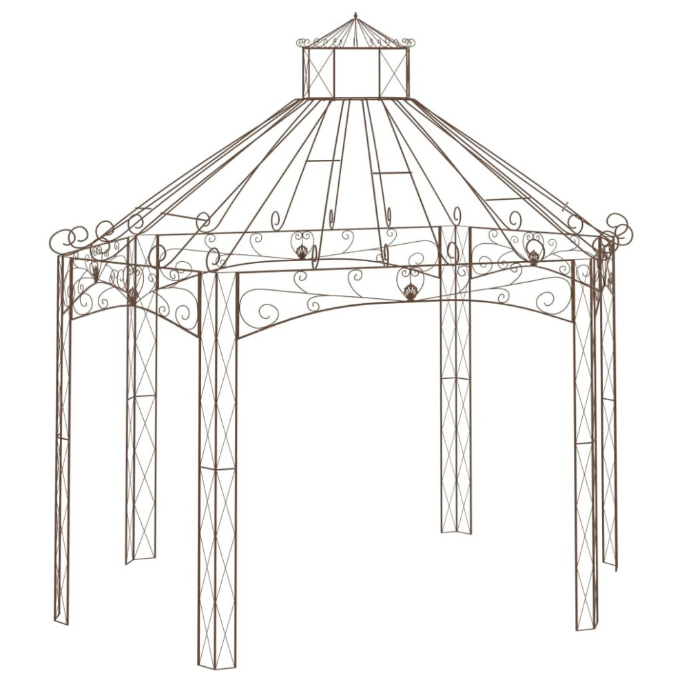 vidaXL Garden Pavilion Antique Brown 400x258x378 cm Iron Arch Arbour Pergola