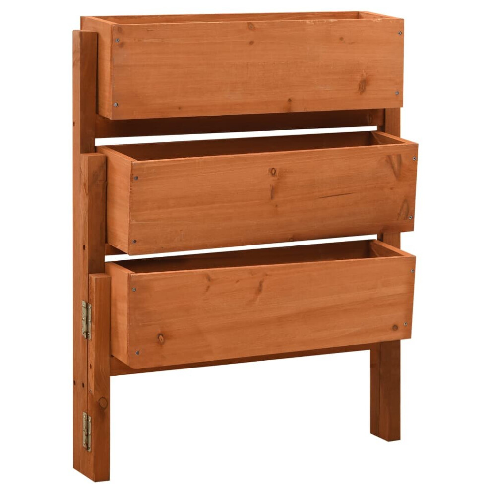 Vidaxl Solid Firwood Garden Folding Planter Planter Pot Raised Bed Orange