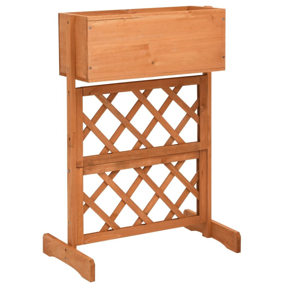 Vidaxl Solid Firwood Garden Trellis Planter Flower Raised Bed Box Home Orange
