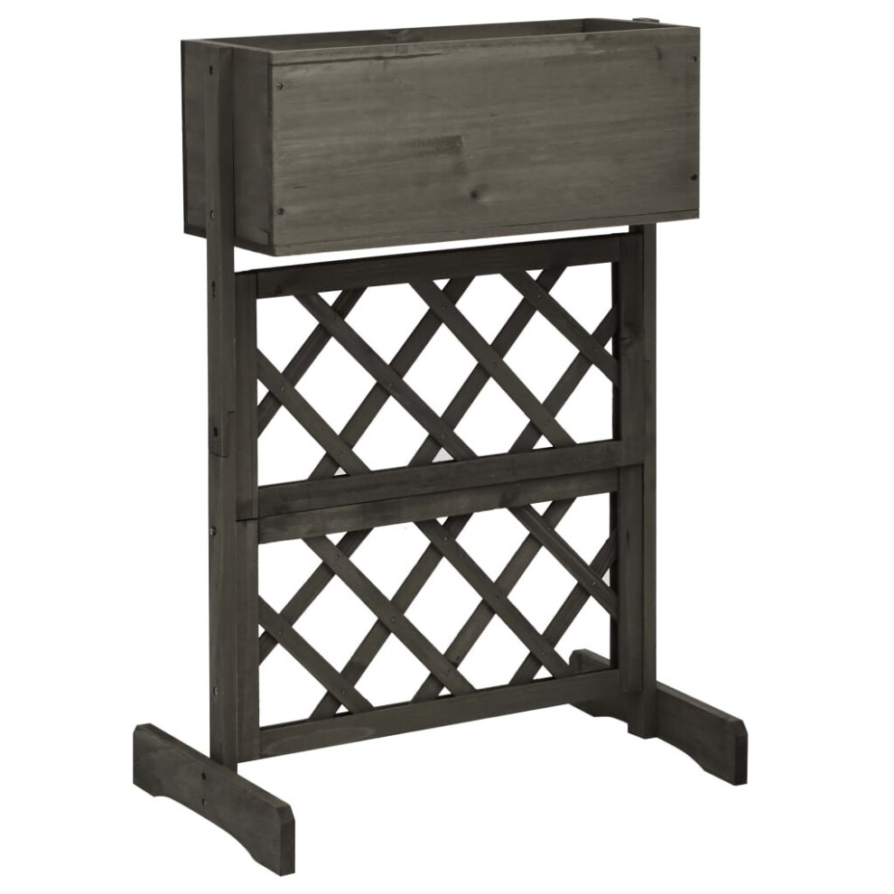 vidaXL Solid Firwood Garden Trellis Planter Grey Flower Raised Bed Box Home