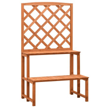 vidaXL Solid Firwood Trellis Planter with Shelves Orange Plant Climbing Garden
