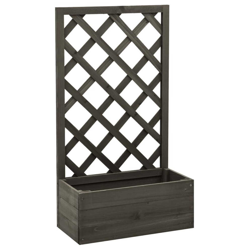 vidaXL Solid Firwood Garden Trellis Planter Grey Wooden Planter Pot Raised Bed