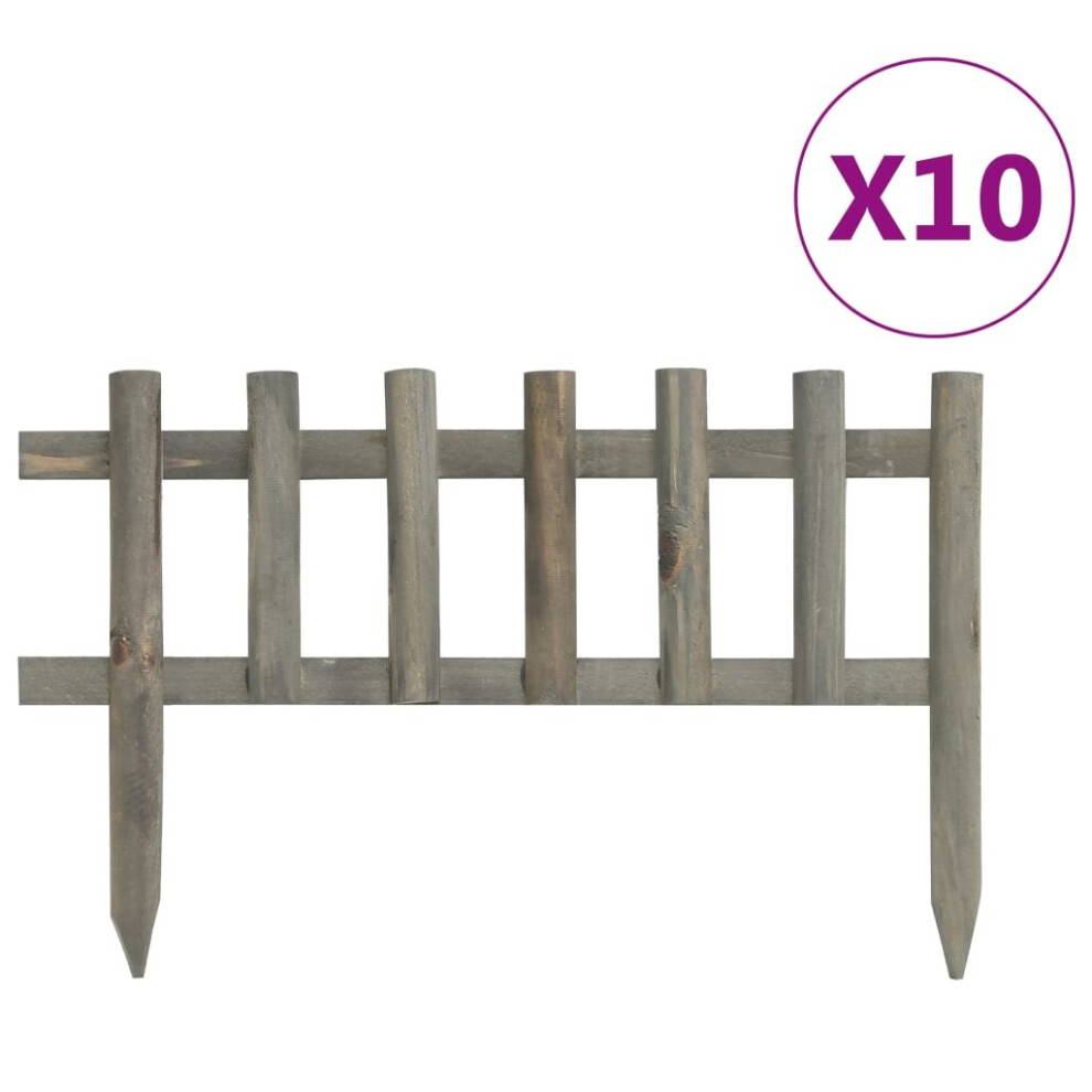 vidaXL 10x Firwood Lawn Edgings 4.4 m Garden Border Panel Fence Home Barrier