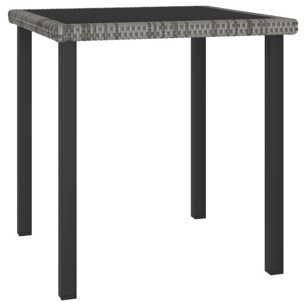 Vidaxl Garden Dining Table Grey Poly Rattan Outdoor Dinner Desk Furniture
