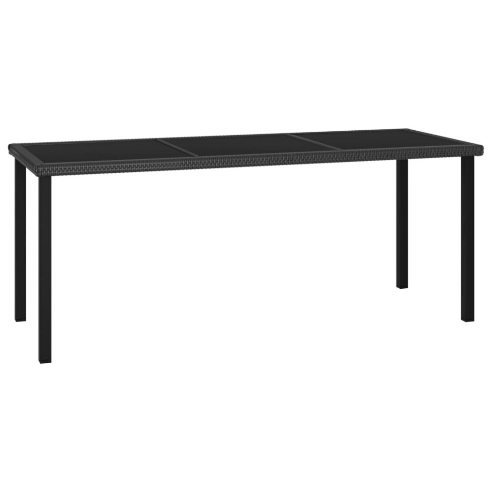 vidaXL Garden Dining Table Black Poly Rattan Dinner Desk Furniture Outdoor