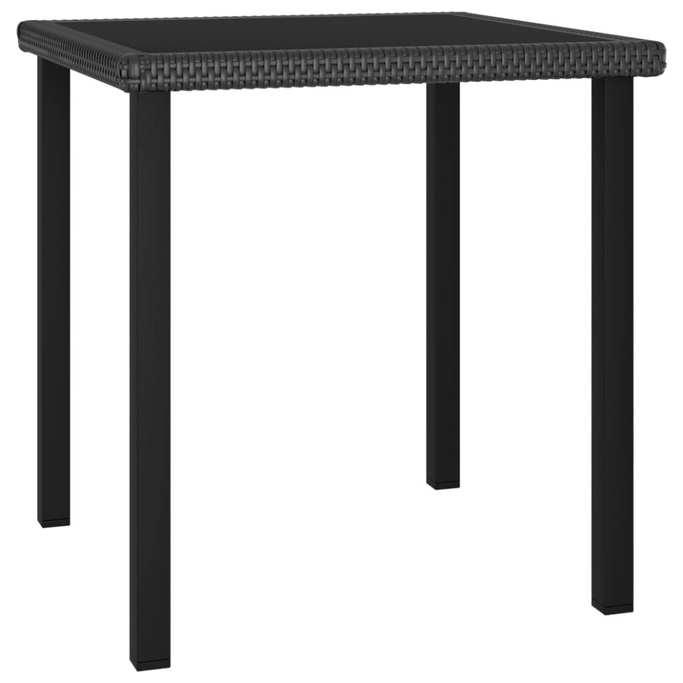 vidaXL Garden Dining Table Black Poly Rattan Outdoor Dinner Desk Furniture