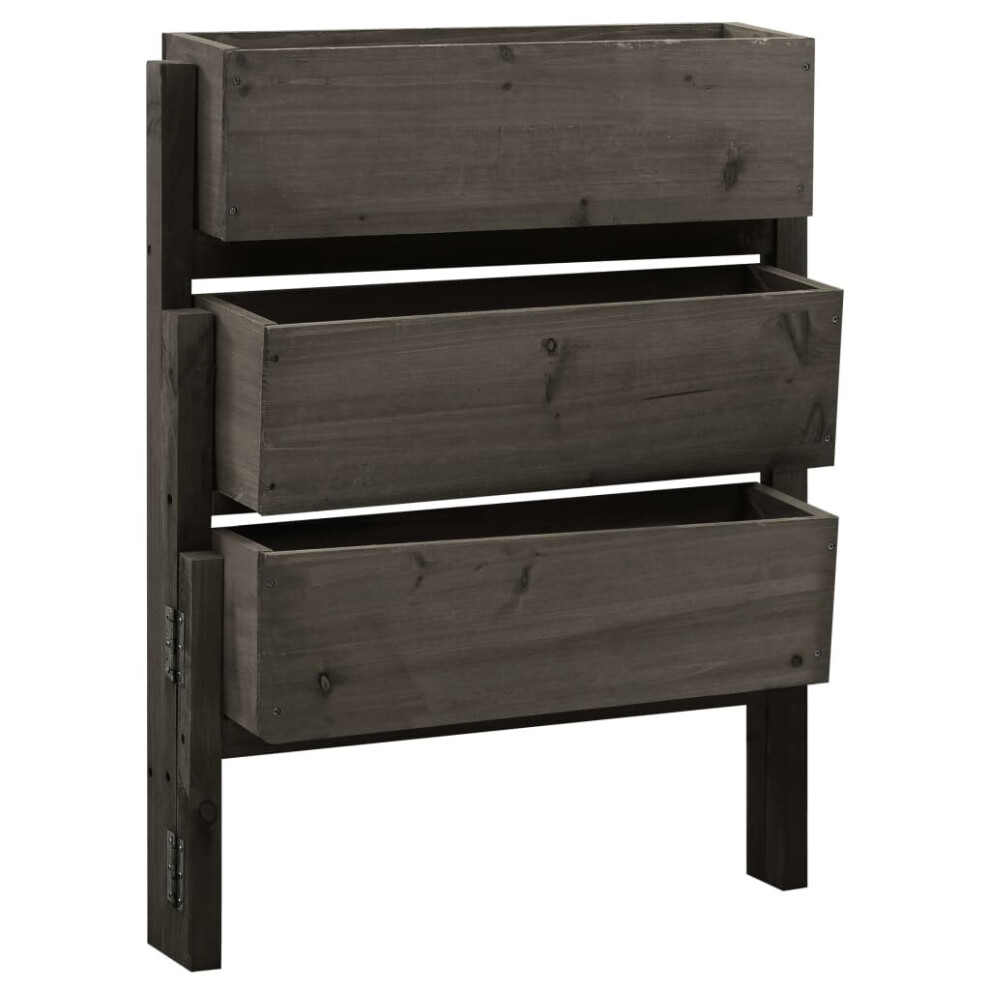 Vidaxl Solid Firwood Garden Folding Planter Planter Pot Raised Bed Home Grey