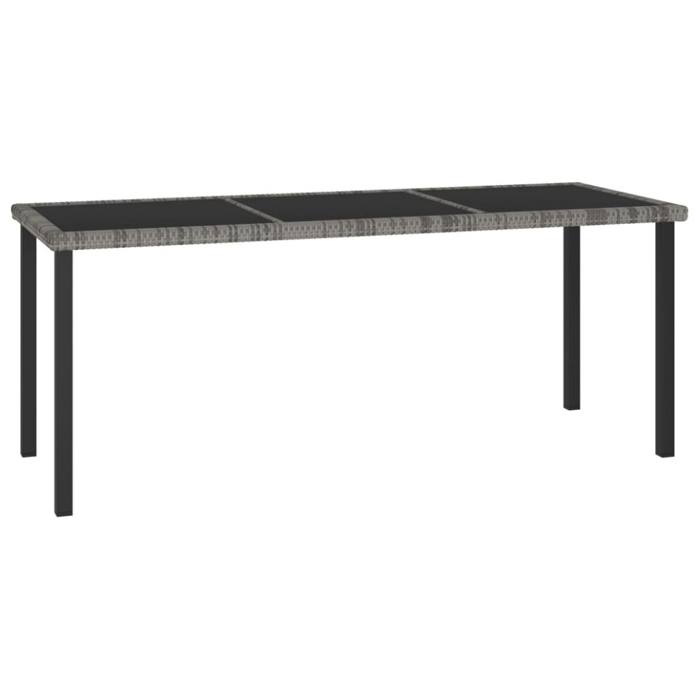 Vidaxl Garden Dining Table Grey Poly Rattan Dinner Desk Furniture Outdoor
