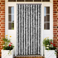 vidaXL Insect Curtain Grey and White 56x200 cm Chenille Doorway Fly Screen