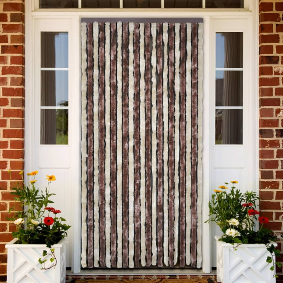 Vidaxl Insect Curtain Beige And Light Brown 90X200 Cm Chenille Doorway Screen