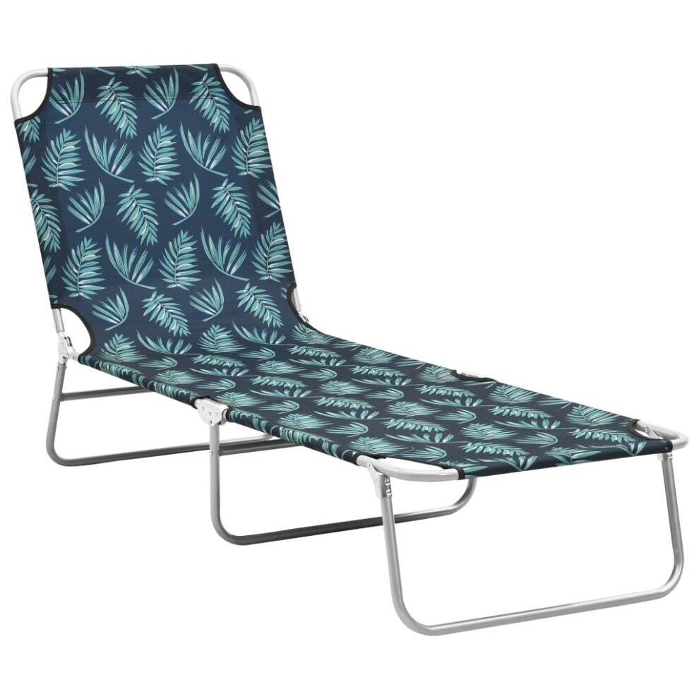 Photos - Garden Furniture VidaXL Folding Sun Lounger Steel and Fabric Leaves Print Lounge Bed Outdoor 310331 