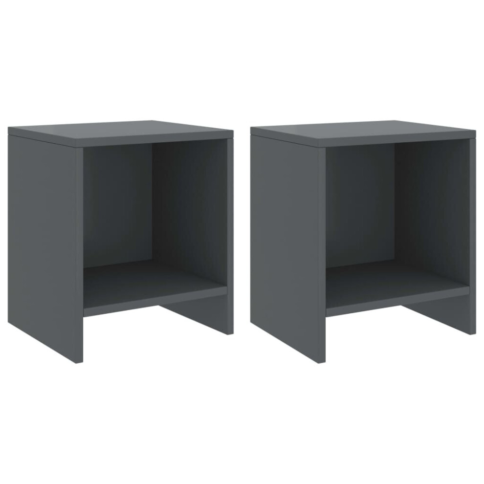 vidaXL 2x Solid Pinewood Bedside Cabinets Dark Grey 40 cm Wooden Side Table