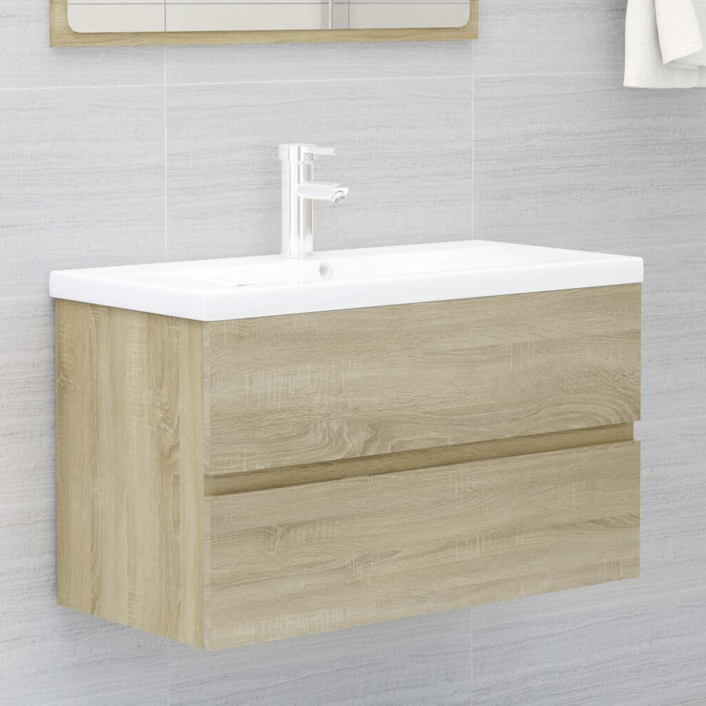 vidaXL Sink Cabinet Sonoma Oak Chipboard Bathroom Cupboard Storage Organiser