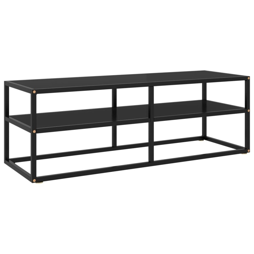 vidaXL TV Cabinet Black with Black Glass 120 cm Stereo Hifi Stand Media Unit