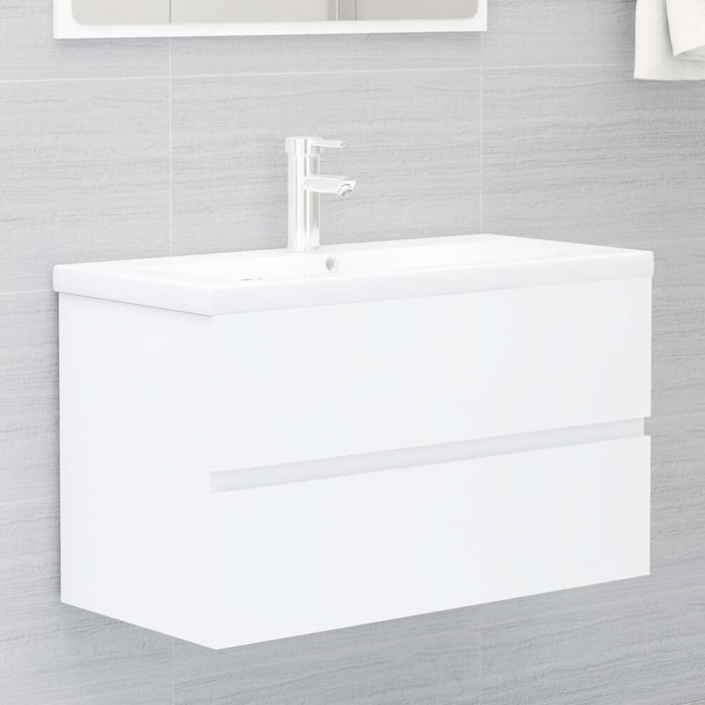 vidaXL Sink Cabinet White Chipboard Bathroom Cupboard Storage Rack Organiser