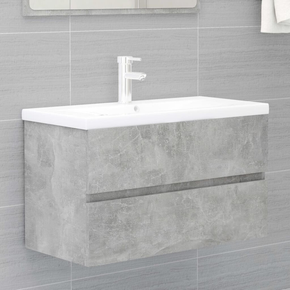 vidaXL Sink Cabinet Concrete Grey Engineered Wood Home Cupboard Storage Rack