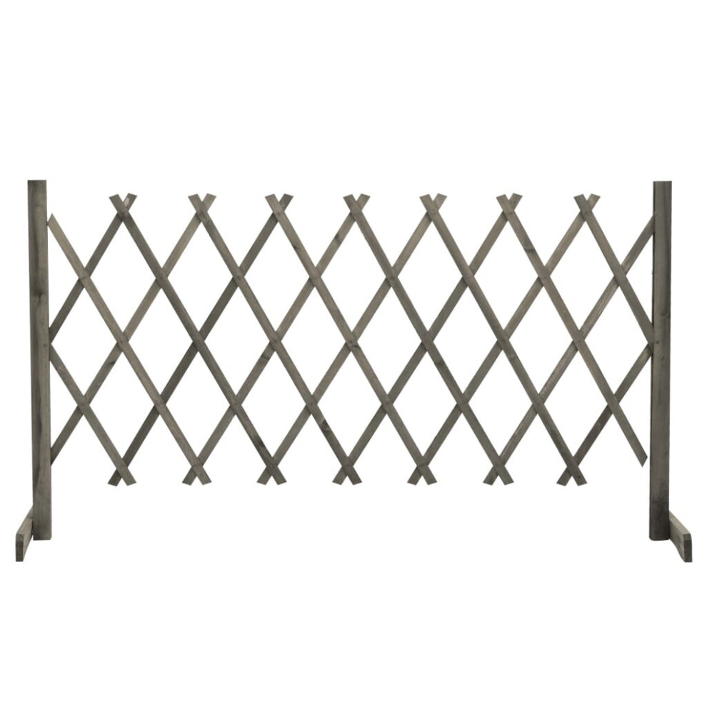 Vidaxl Solid Firwood Garden Trellis Fence 150X80 Cm Extending Barrier Grey