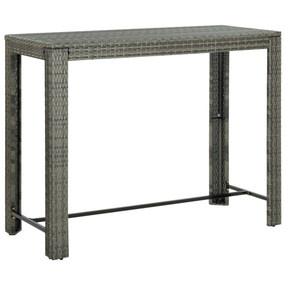 vidaXL Garden Bar Table Grey Poly Rattan Outdoor Patio Furniture Coffee Drink