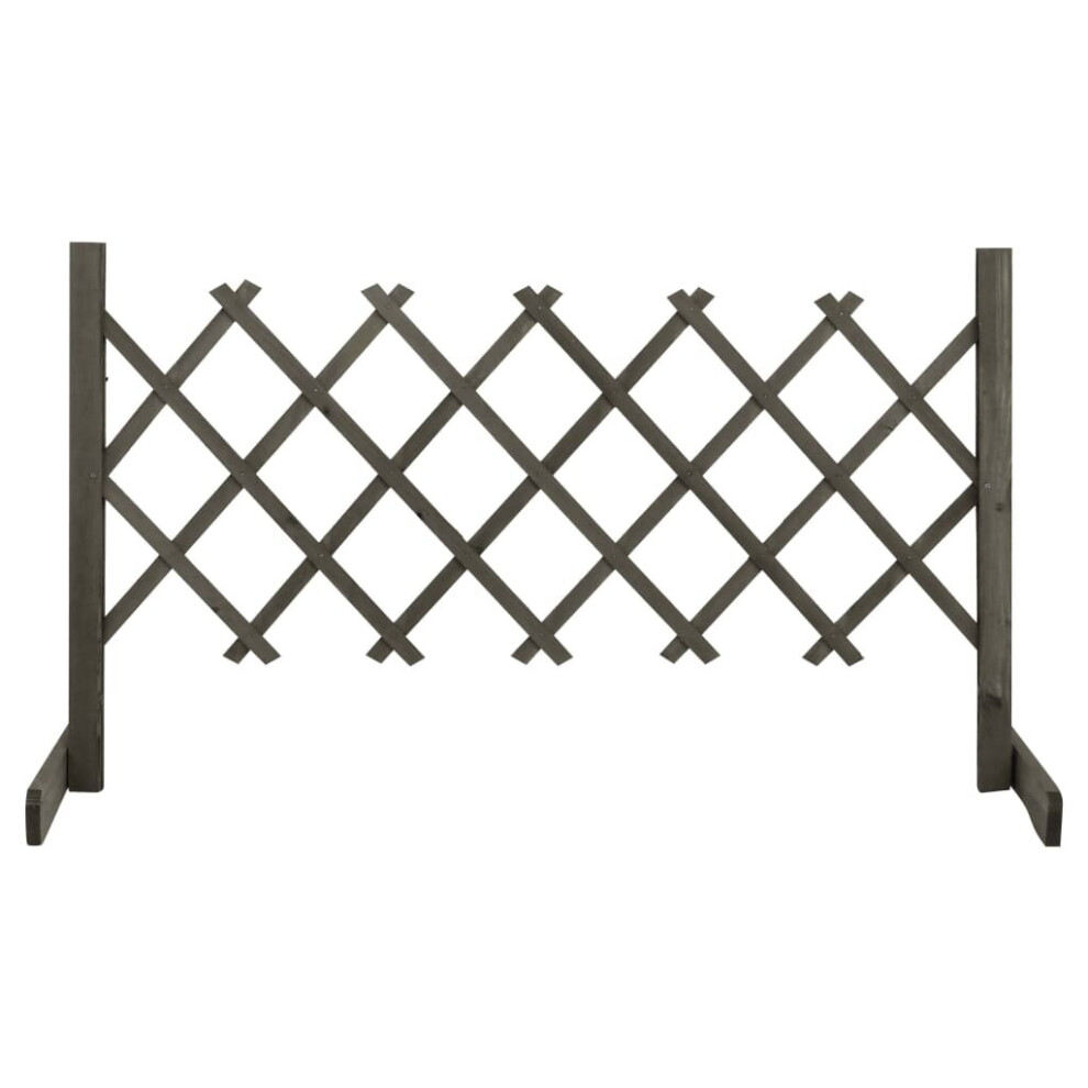 Vidaxl Solid Firwood Garden Trellis Fence 120X60 Cm Extending Barrier Grey