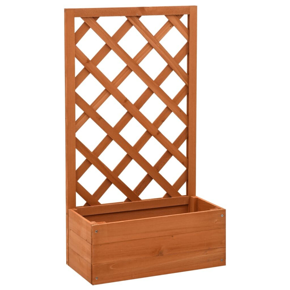 vidaXL Solid Firwood Garden Trellis Planter Orange Planter Pot Raised Bed