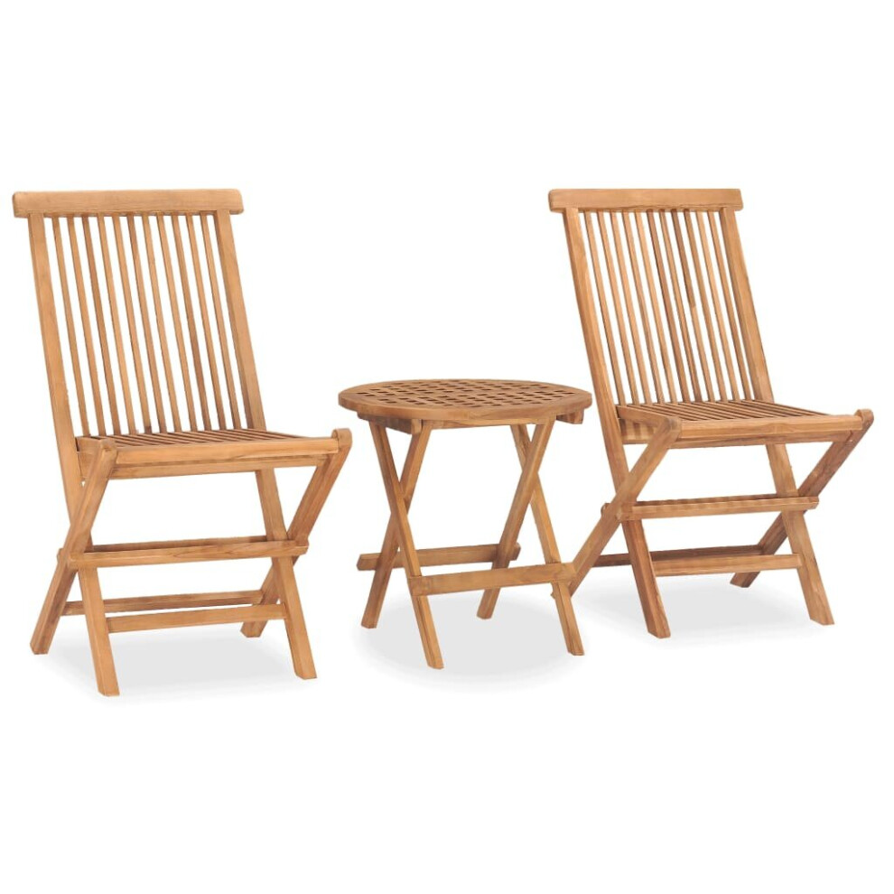 vidaXL Solid Teak Wood Folding Outdoor Dining Set 3 Piece Outdoor Furniture