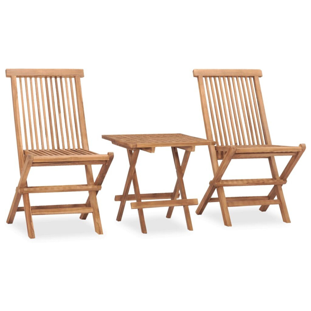 vidaXL Solid Teak Wood Folding Outdoor Dining Set 3 Piece Outdoor Furniture