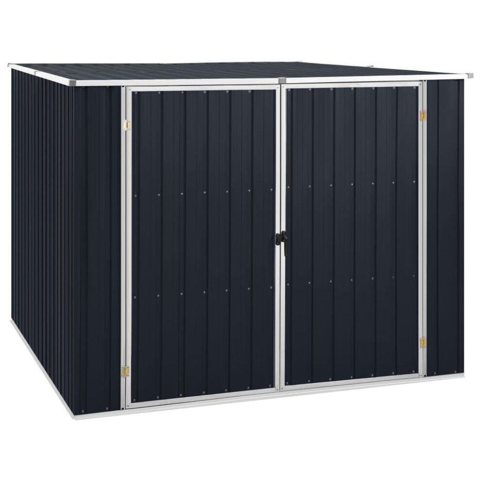vidaXL Garden Shed Anthracite 195 cm Galvanised Steel Storage House Carport