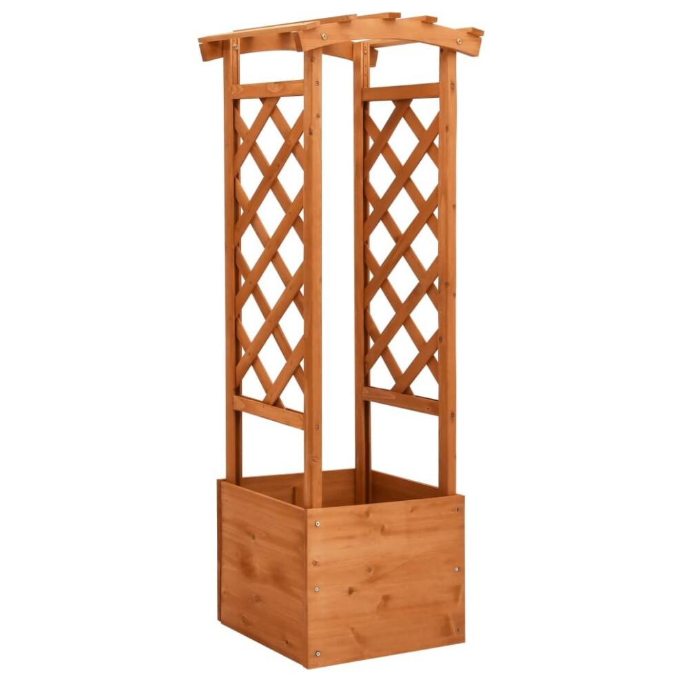 vidaXL Firwood Trellis Planter with Arch Wooden Flower Pot Box Planting Stand