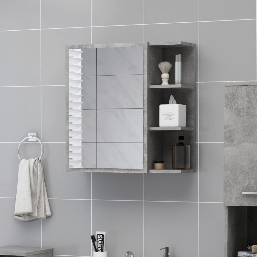 vidaXL Bathroom Mirror Cabinet Concrete Grey Chipboard Washroom Wall Storage