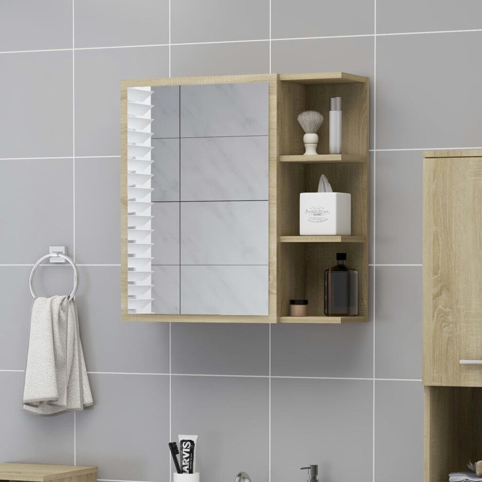 vidaXL Bathroom Mirror Cabinet Sonoma Oak Engineered Wood Home Storage Rack